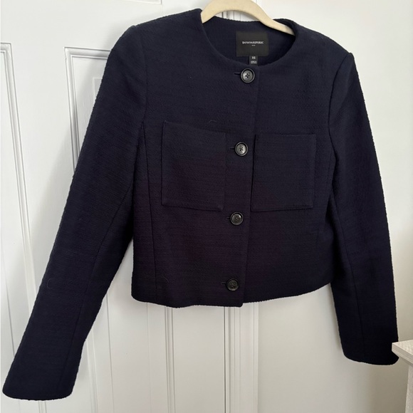 NWOT Banana Republic Navy Blue Cropped Blazer - Picture 2 of 7